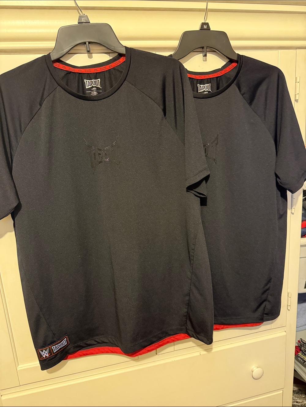 2 men’s Tapout Black Short-Sleeve Performance Tee with Red Trim